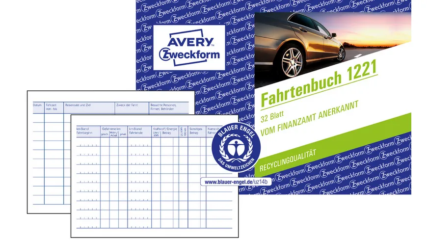 Avery Zweckform Recycling Fahrtenbuch für PKW A6 quer