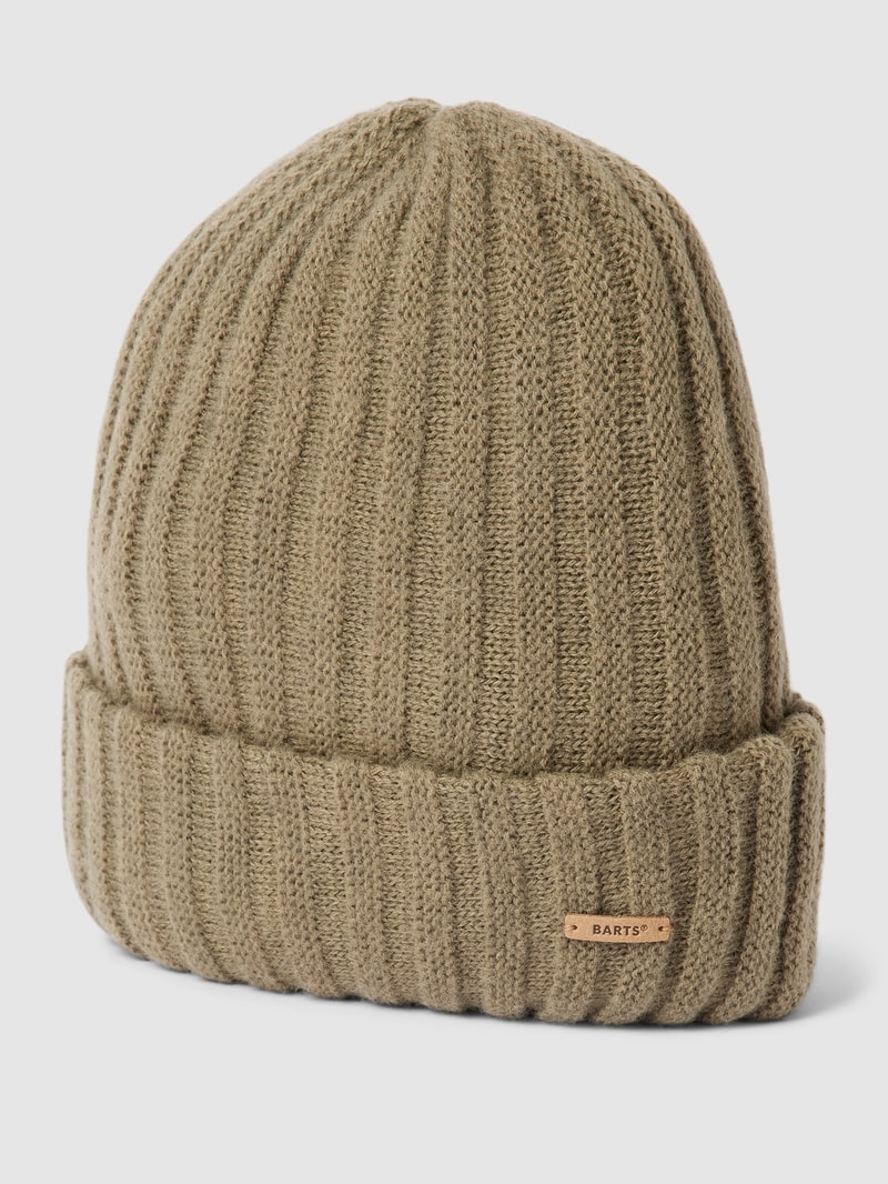 Beanie mit Label-Detail Modell 'Bayne' in khaki
