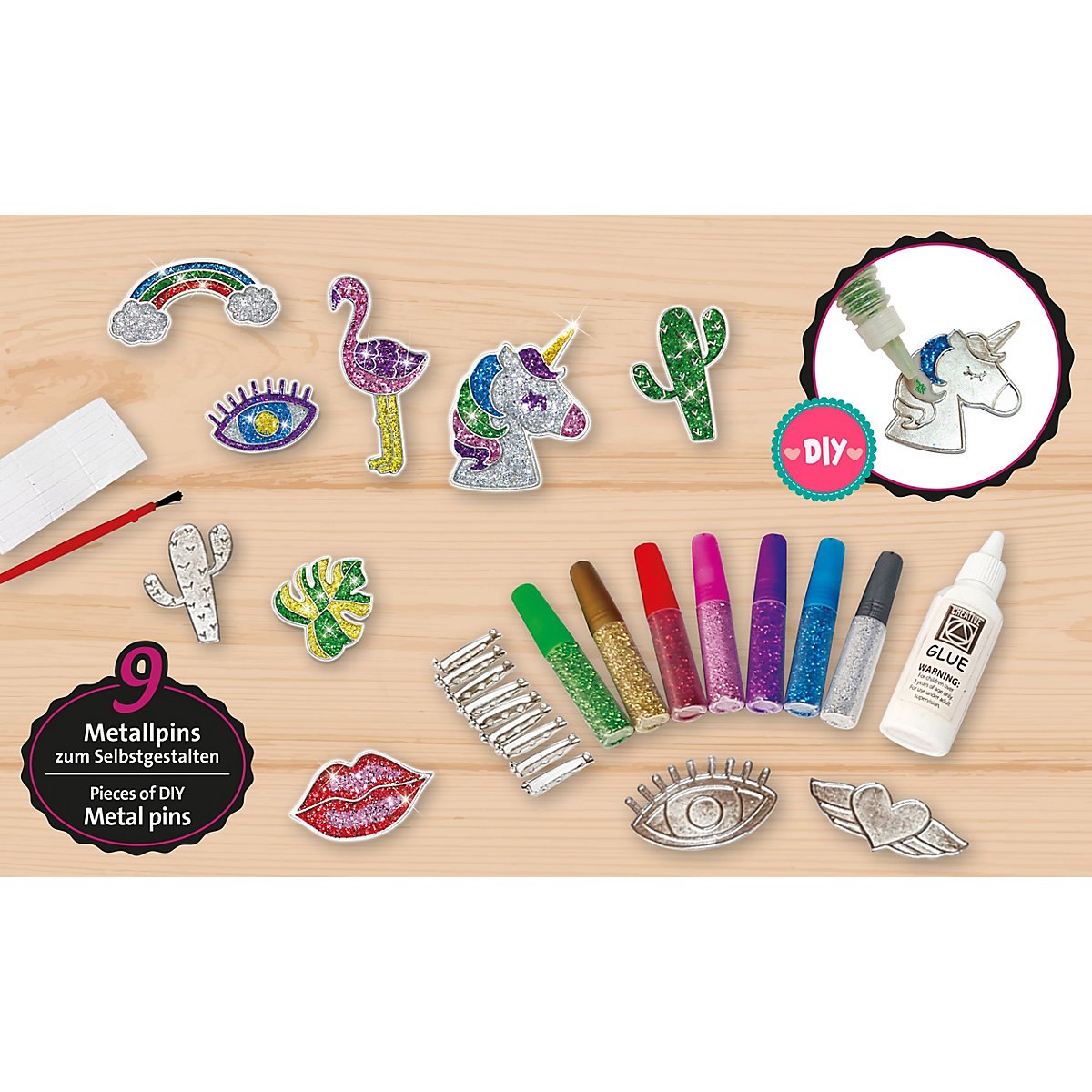 Metal Sparkling Pin - Glitzer-Anstecker selbst gestalten