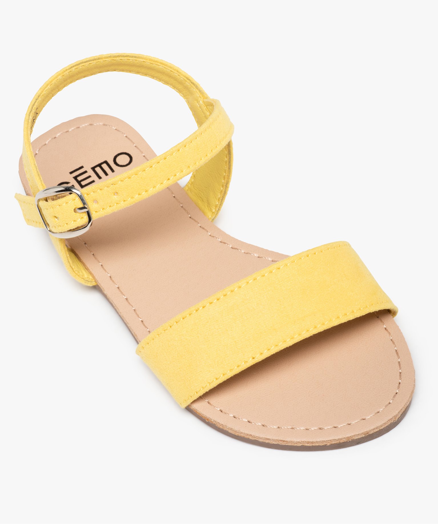 Sandales fille à brides en suédine unie jaune | GEMO