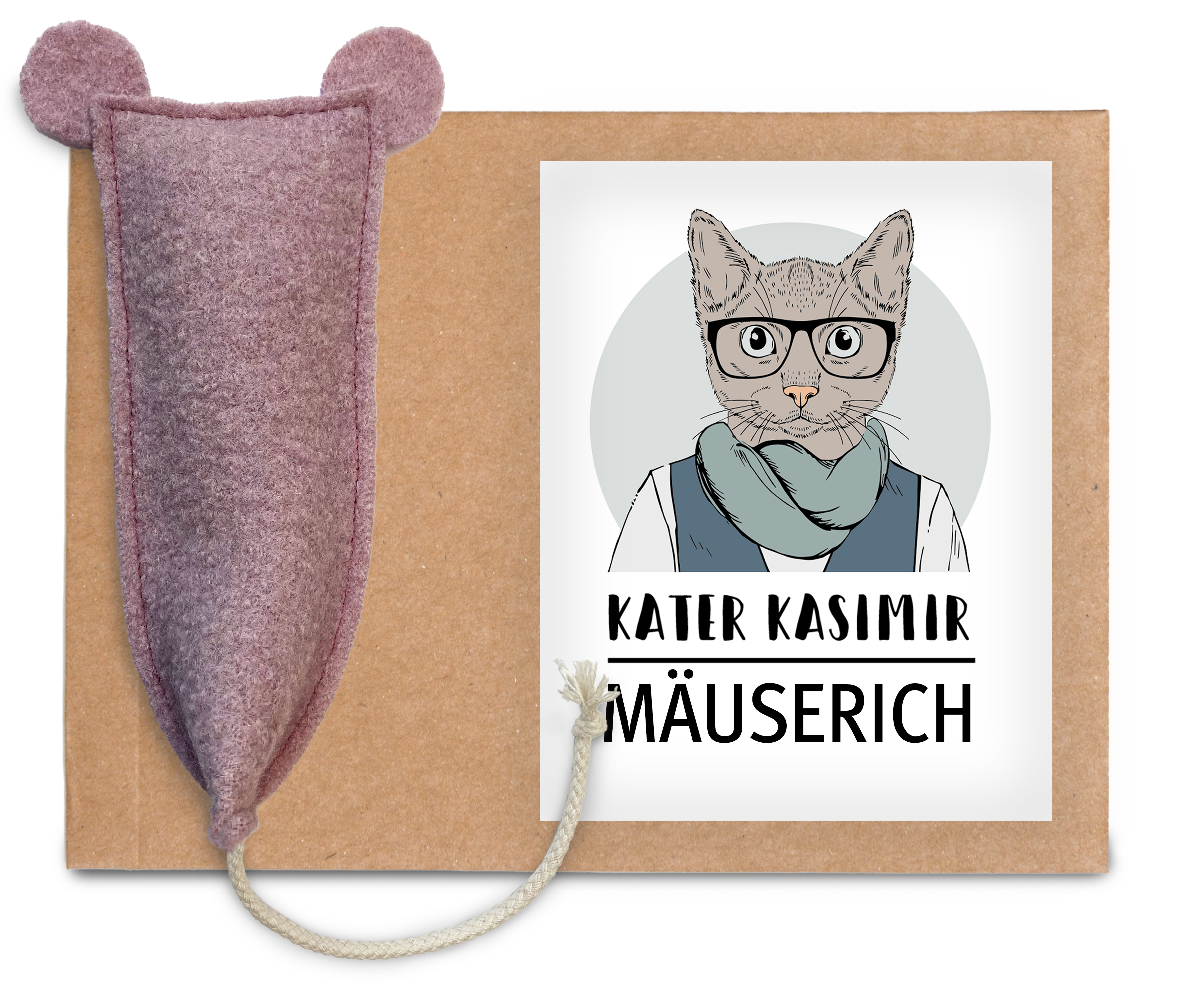 Kater Kasimir Baldrian & Catnipspielzeug Kater Kasimir Premium XL handgemachte Spielmaus aus echtem Wollfilz mit Baldrianwurzel