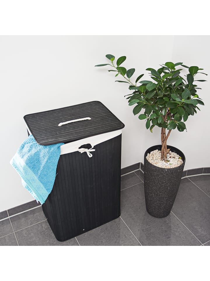 relaxdays Wäschekorb in Schwarz - (B)43,5 x (H)65,5 x (T)33,5 cm günstig kaufen onesize