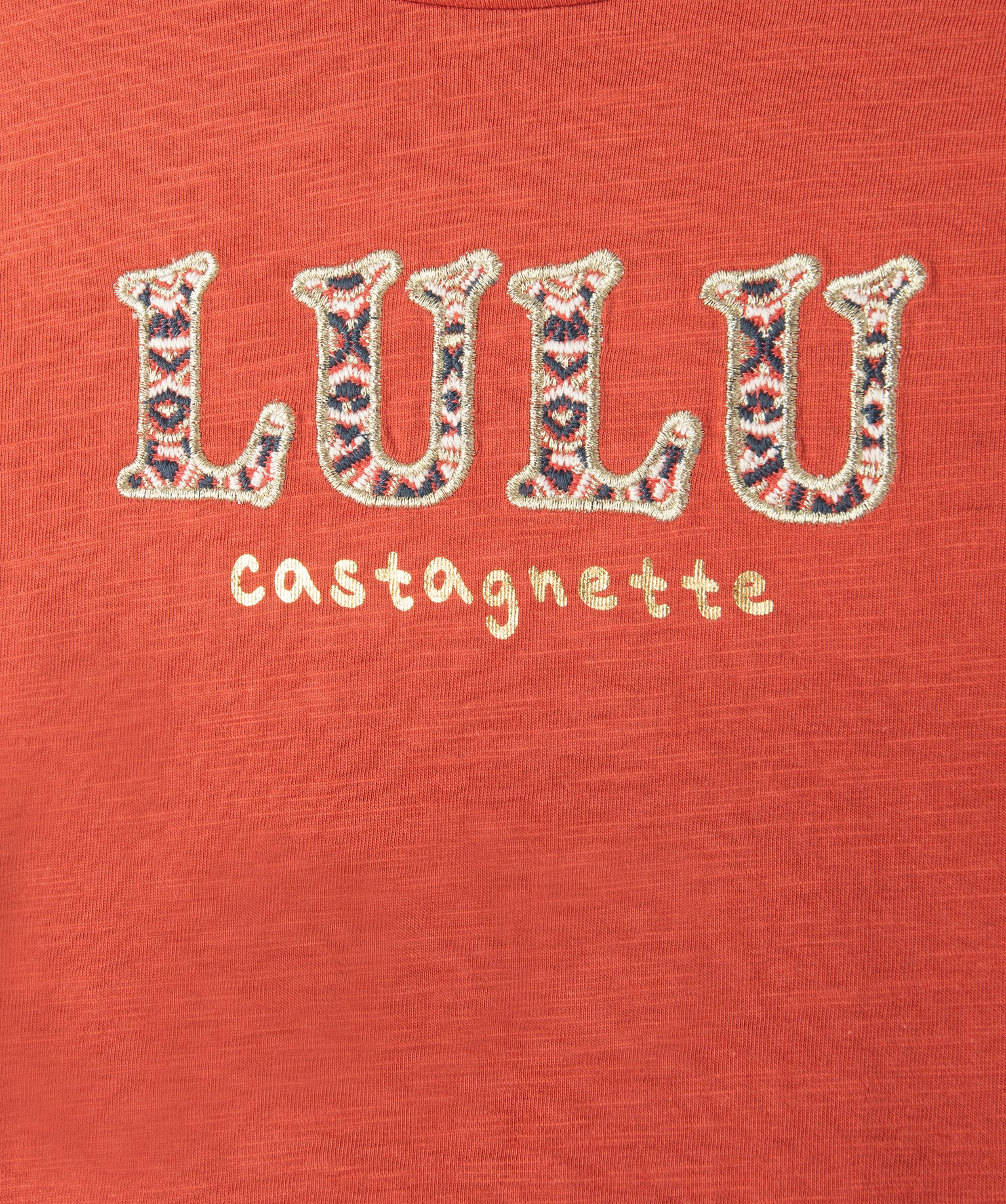 Tee-shirt fille avec inscription brodée sur le buste— Lul... rouge fonce | GEMO