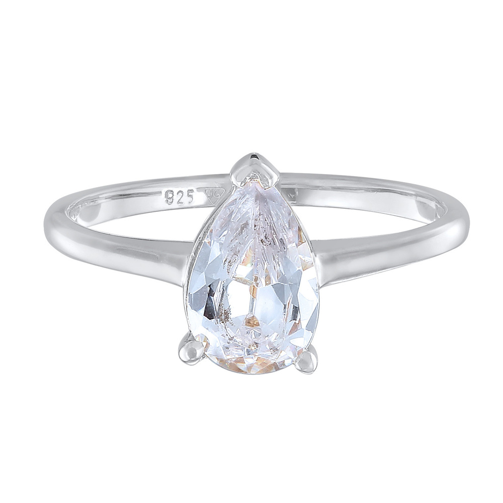 Elli Elli Bague Femmes Bague de fiançailles Solitaire Goutte avec Zirconia en argent s Bague
