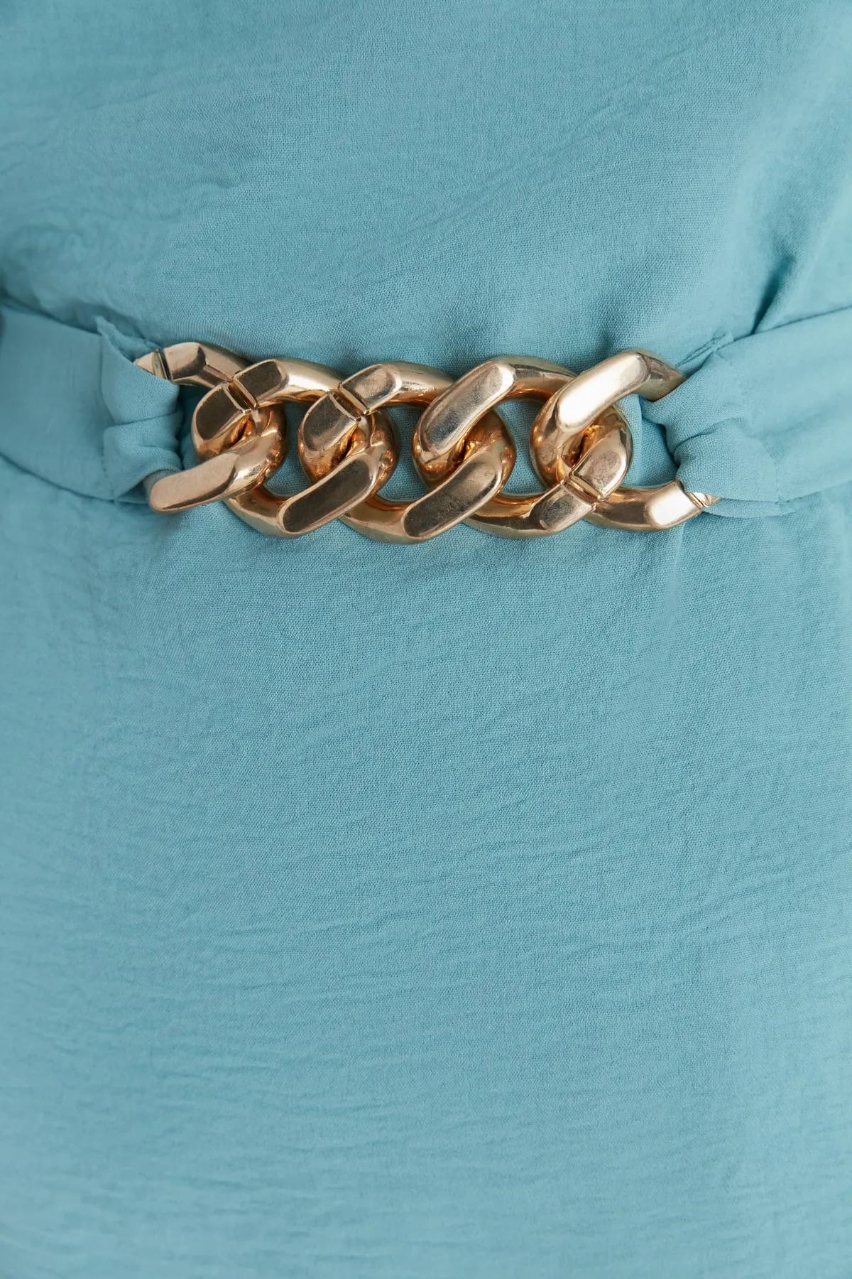 Trendyol Modest  Mintgrüner gewebter Anzug mit Hemdkragen und Taillenkette, Tunika-Hose TCTSS22US00022