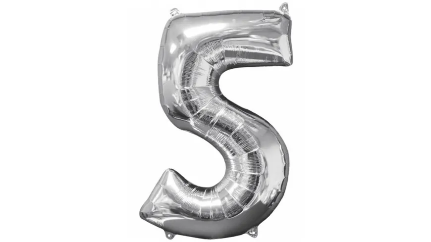 Amscan - Folienballon Zahl 5 silber 26