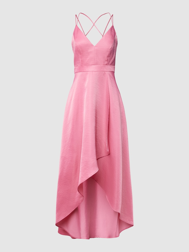 Abendkleid im Vokuhila-Stil in metallic rosa meliert