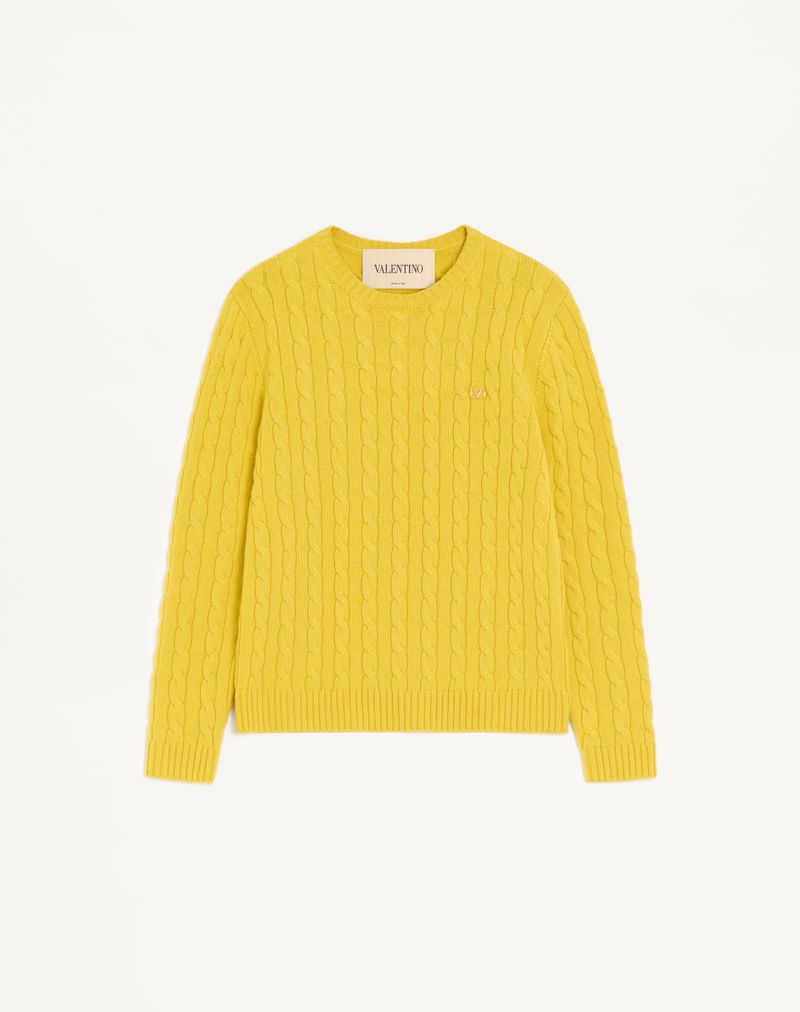 Valentino kasjmier kabeltrui met V-logo