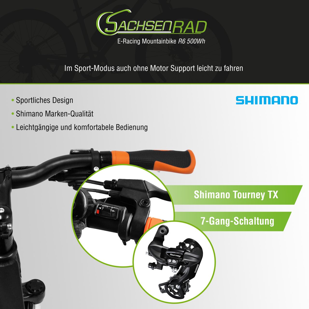 SachsenRad E-Racing Mountain Bike R6 500Wh 13,4Ah E-Bike 27,5