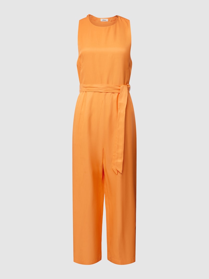 Jumpsuit aus Viskose-Mix mit Leinen-Anteil in orange