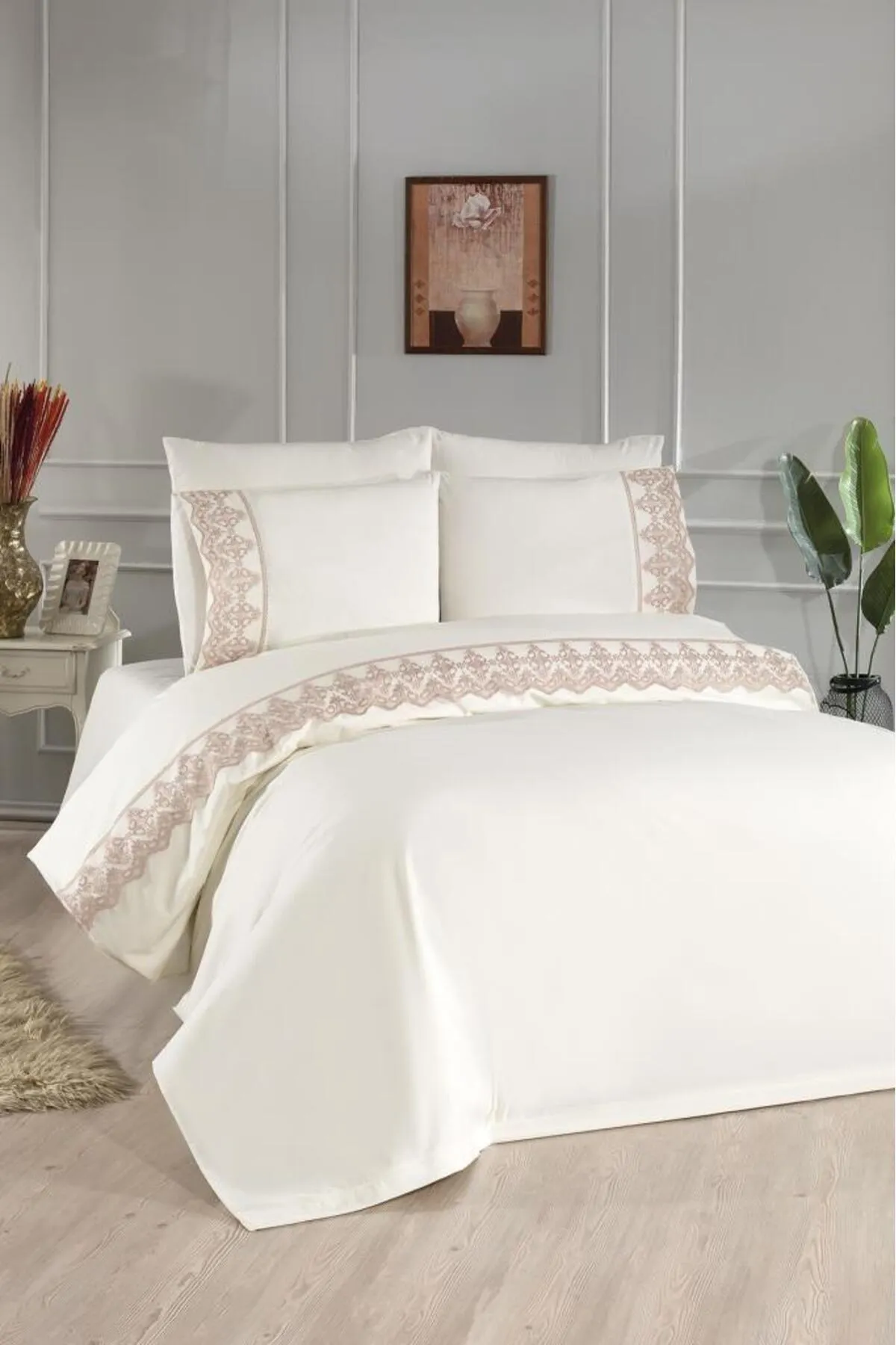 Çeyiz Diyarı  Bettwäsche Doppelbett - Beige - Gestreift