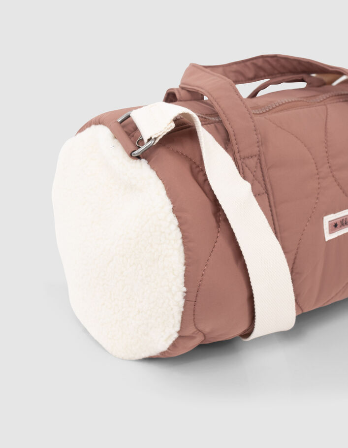 Sac bowling rose matelassé et Sherpa écru fille