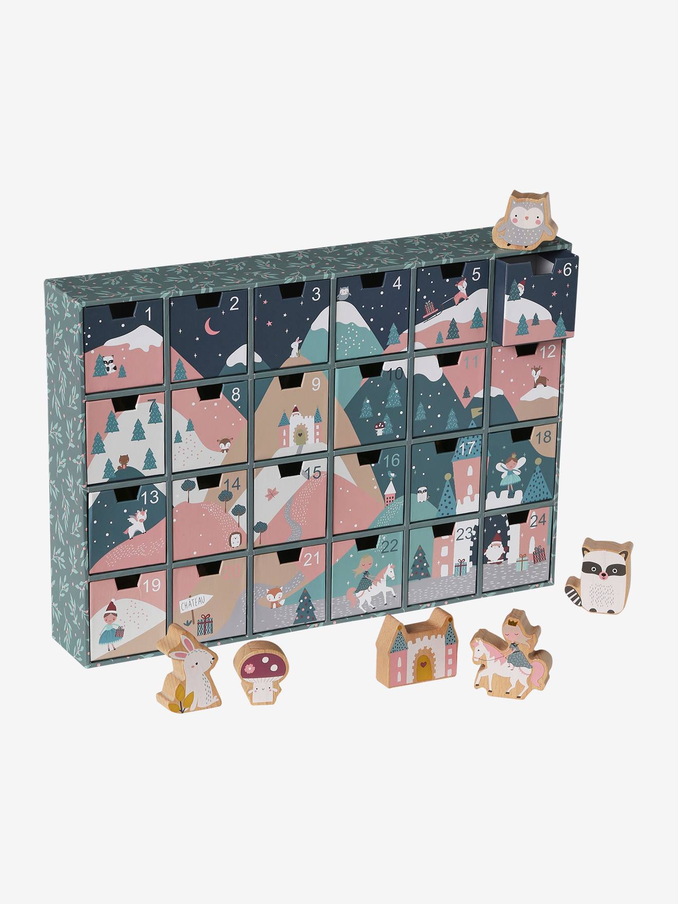 Calendrier de l'Avent avec jouets en bois FSC® véhicules