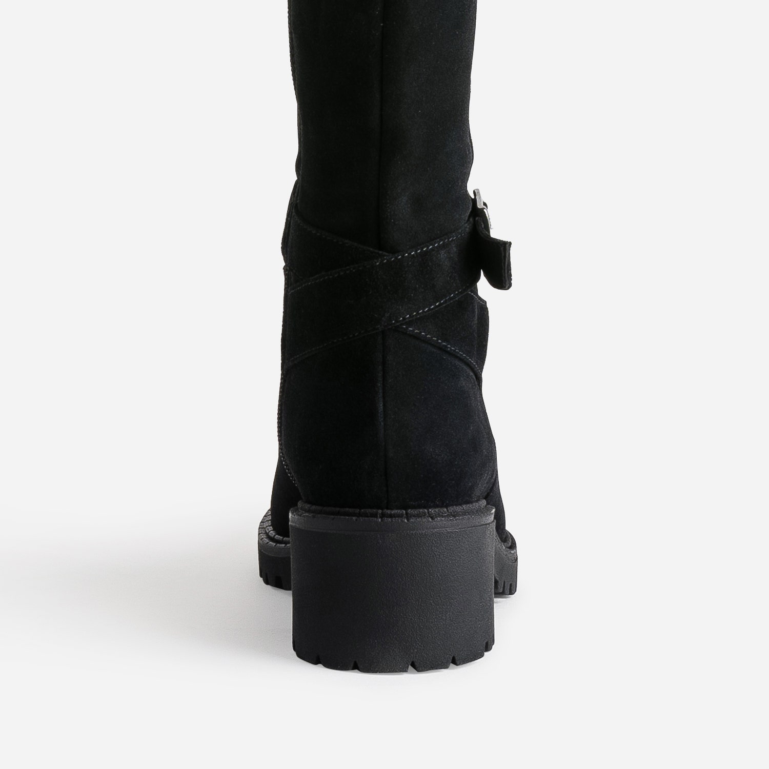 Botte esprit motard noire cuir velours