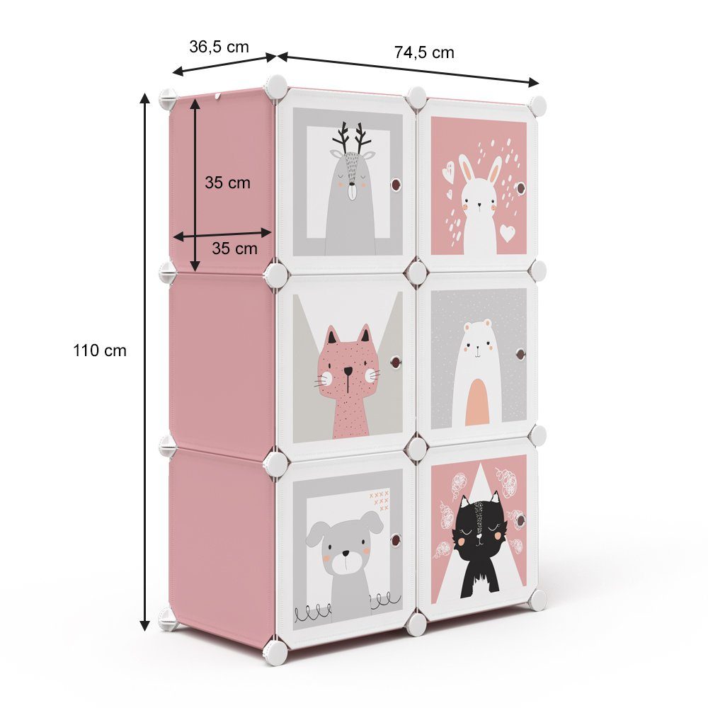 Vicco Bücherregal Kleiderschrank Steckregal Andy rosa modular 6 Fächer