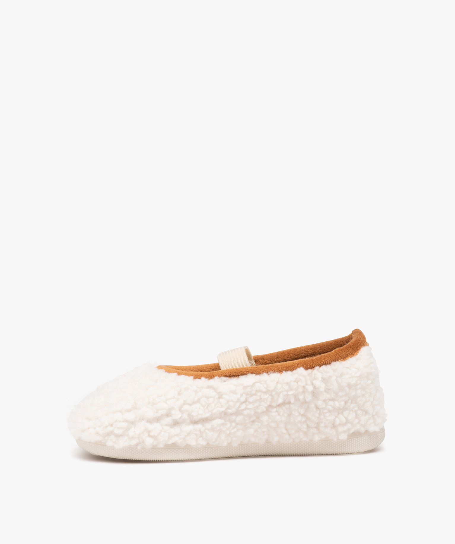 Chaussons fille ballerines fourrées dessus en Sherpa beige | GEMO