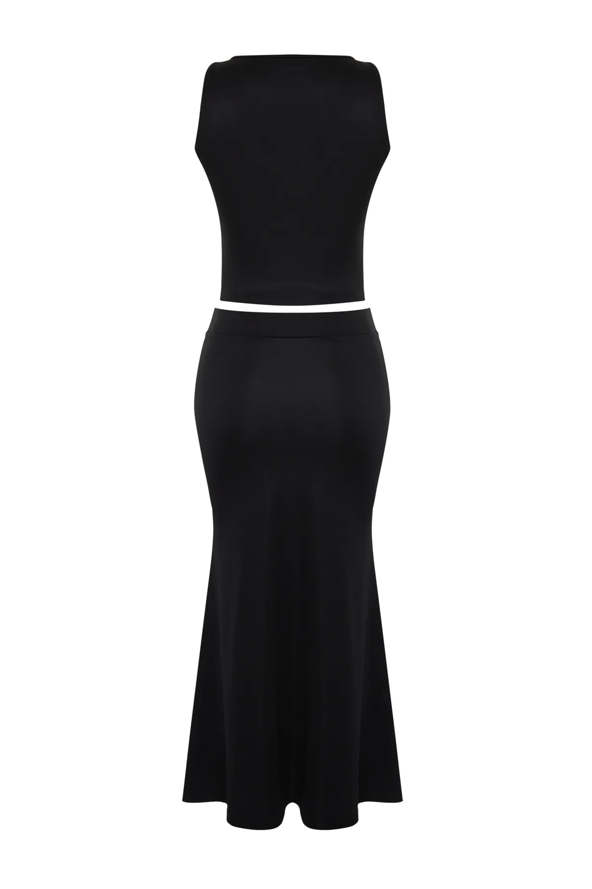 Trendyol Collection  Schwarzes Crop-Fitted/Body-Fitting Zero Arm Flexible Strick-Bottom-Upper-Set TWOSS24AU00030