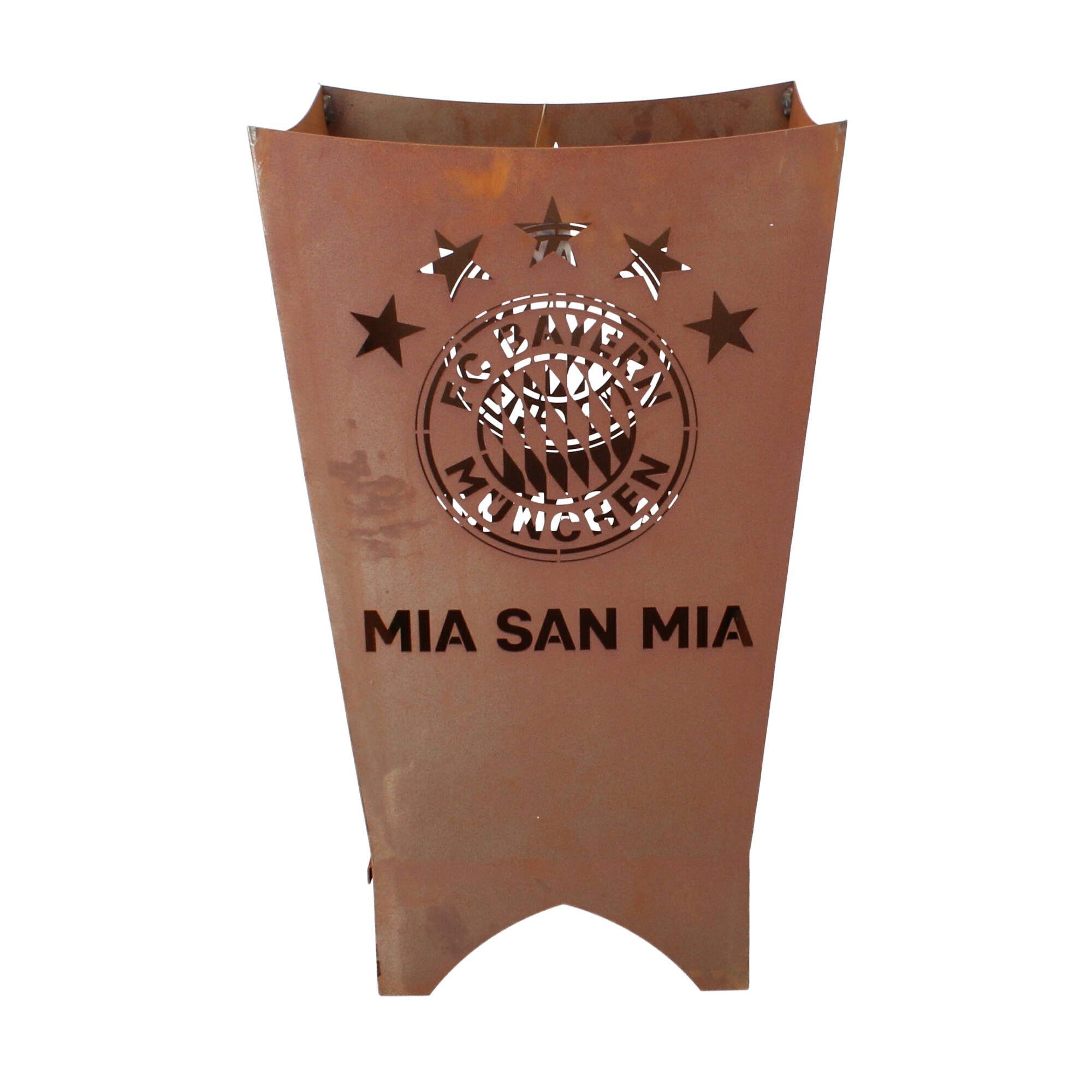 Ferrum Art Design Feuerkorb Edelrost Mia san mia - FCB Bayern eckig, (1-St)