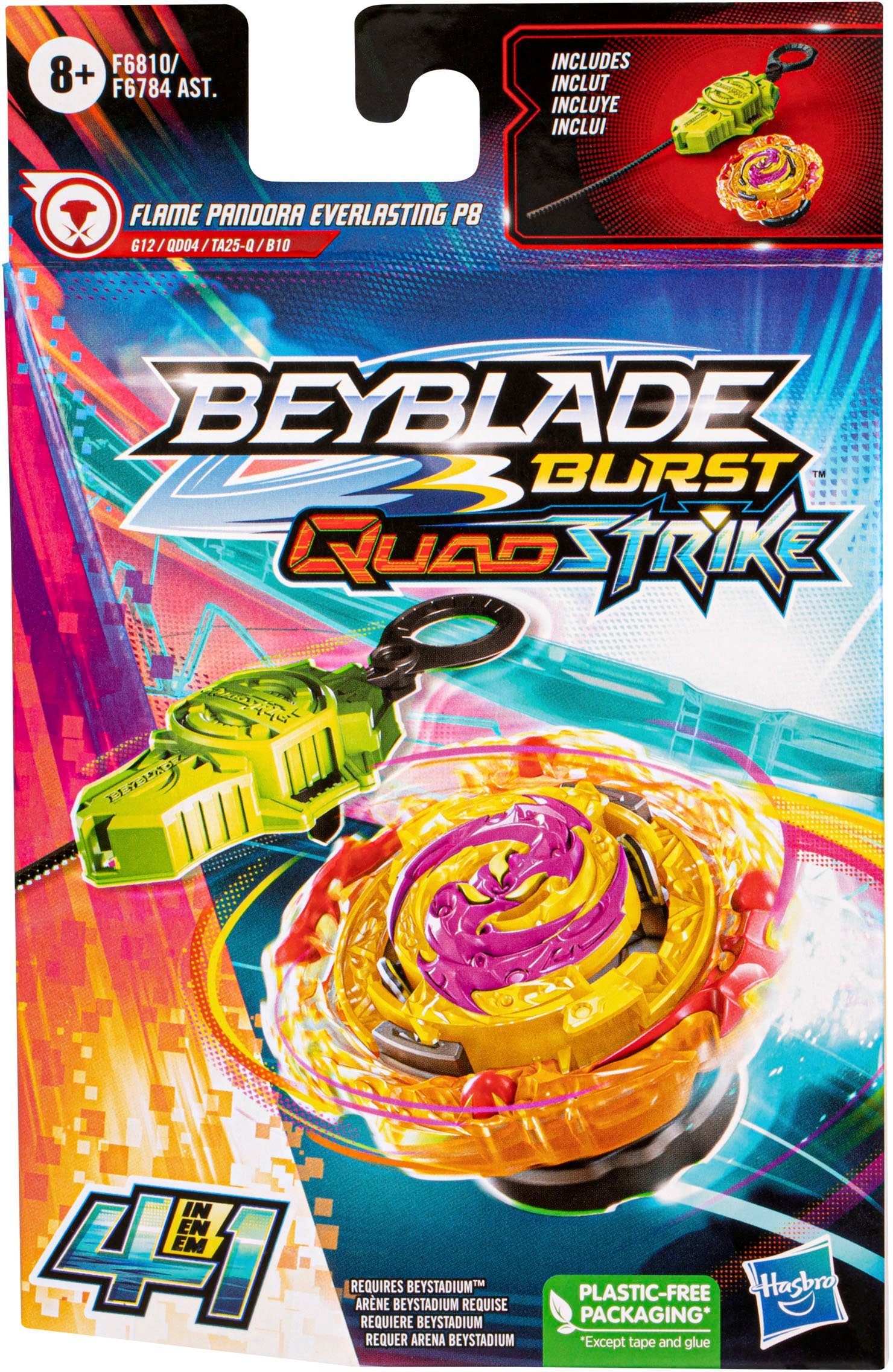 Hasbro Speed-Kreisel Beyblade Burst QuadStrike Flame Pandora Everlasting P8 Starter Pack