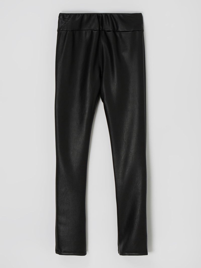 Leggings in Leder-Optik in schwarz