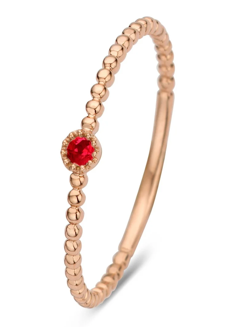 Diamond Point Rose gold ring 0.04 ct ruby Joy