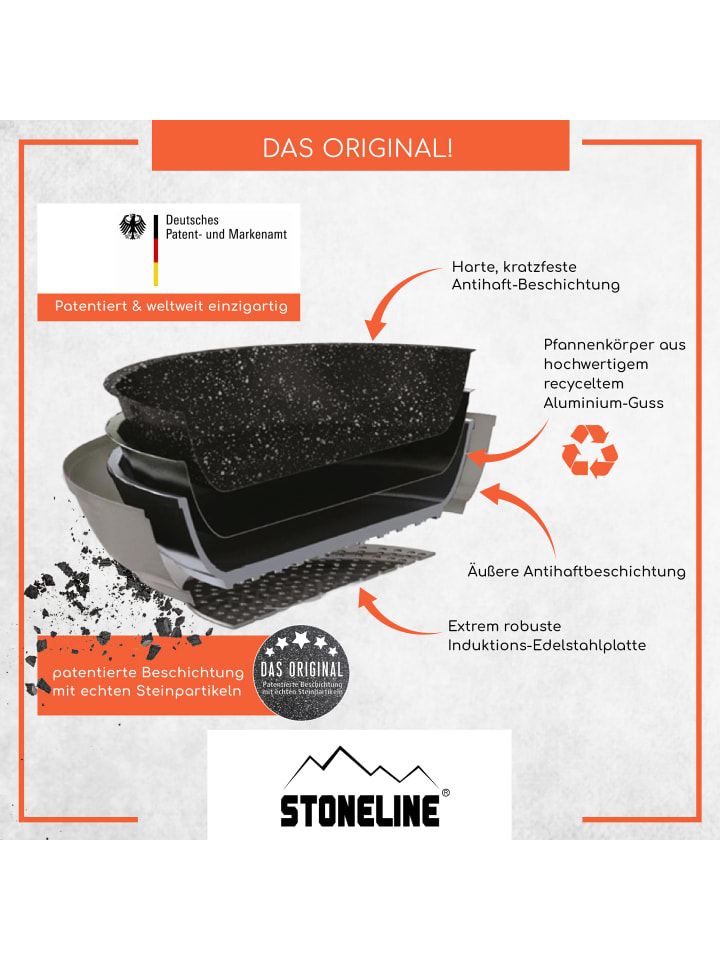 Stoneline Schmorpfanne 28 cm mit abnehmbarem Griff | mit Deckel in Anthrazit günstig kaufen Ø 28 cm