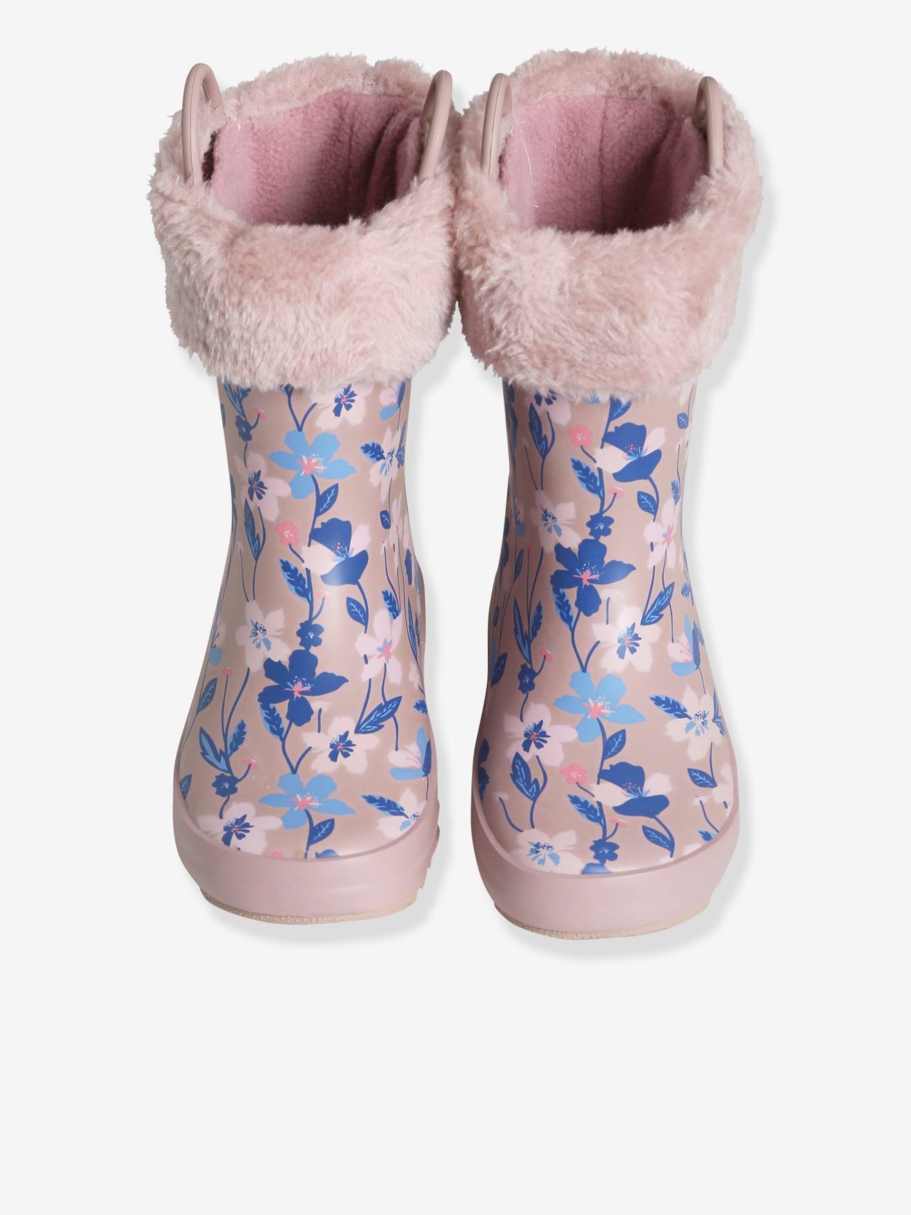 Vertbaudet Mädchen Gummistiefel, Anziehtrick - rosa geblümt