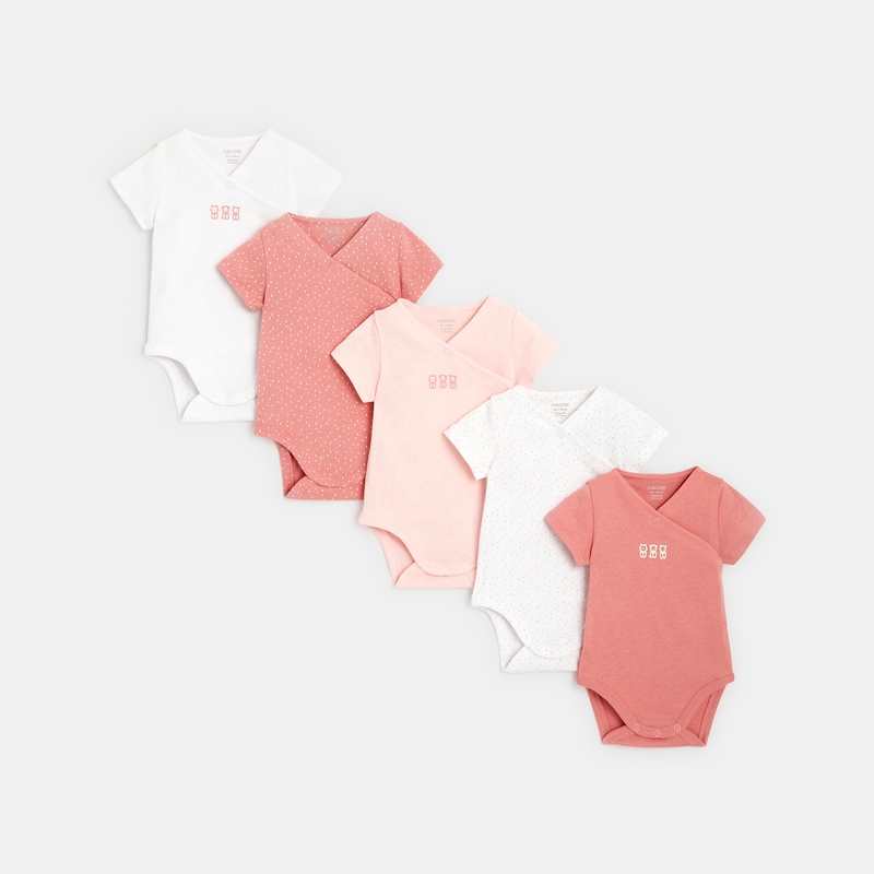 Body croisé (lot de 5) rose naissance