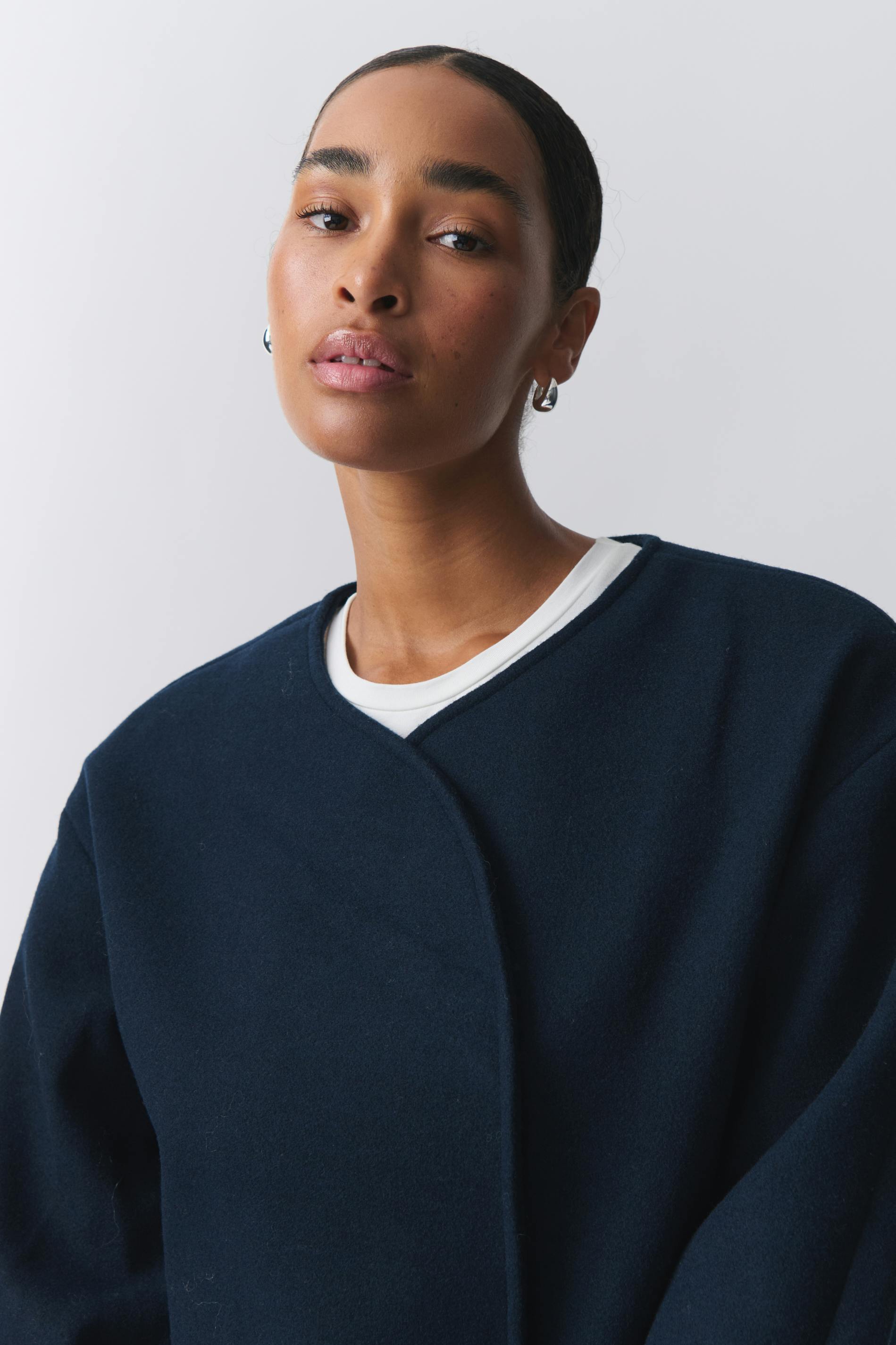 Round neck short jacket