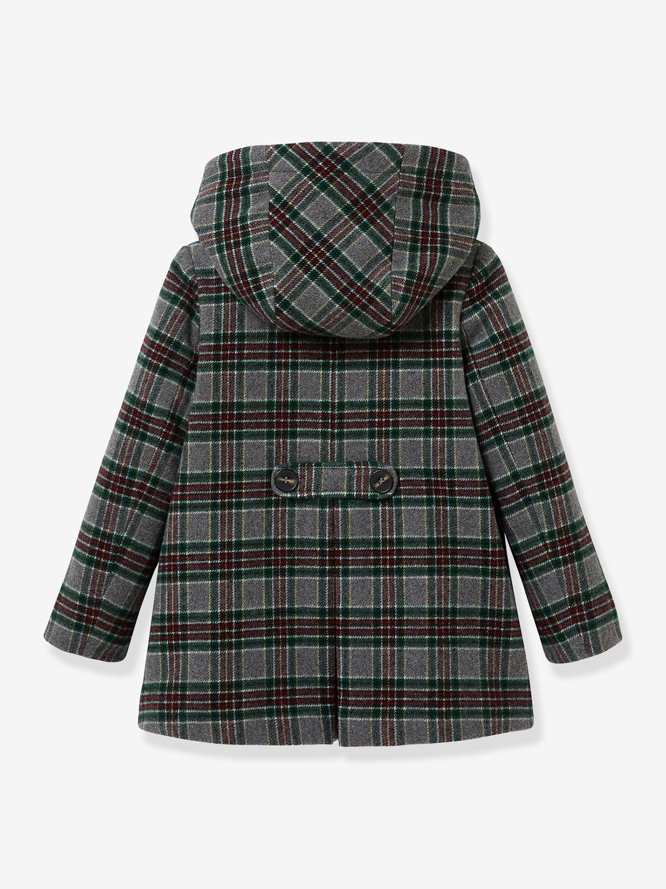 Manteau lainage fille CYRILLUS carreaux vert