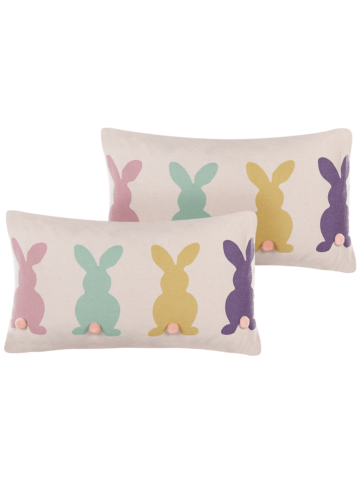 Beliani 2er-Set Dekokissen CLUSIA in Beige/Grün/Rosa günstig kaufen onesize