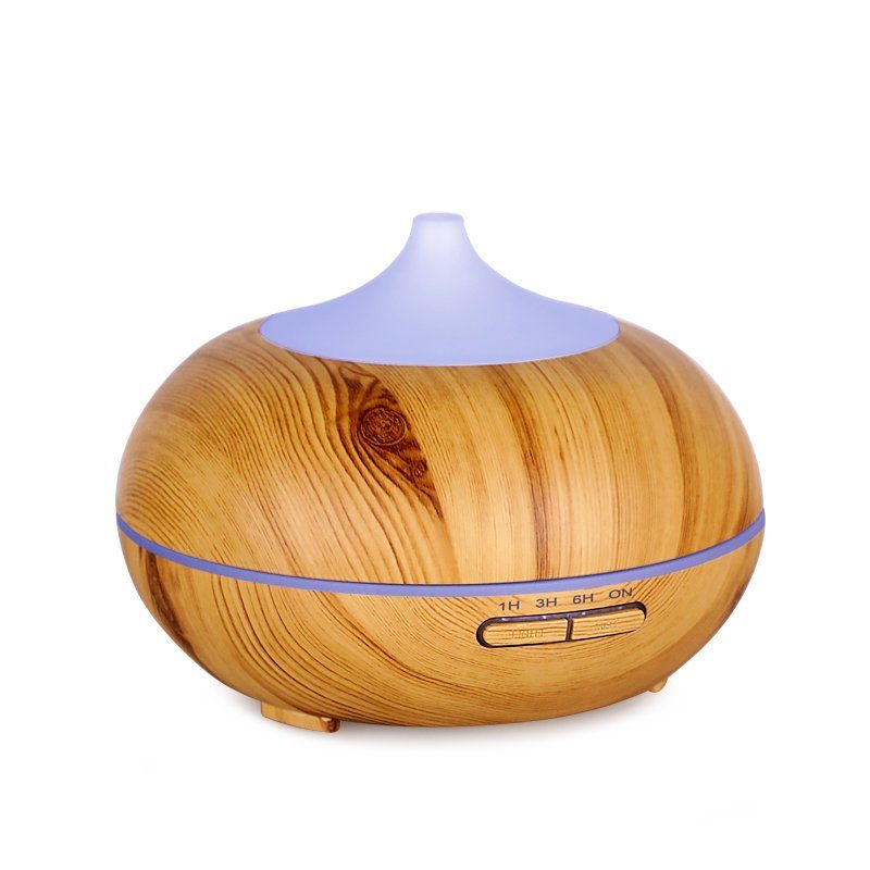 Hyrican Luftbefeuchter Aroma Ultraschall Luftbefeuchter/Diffuser, 0,3 l Wassertank, 300ml antibakterieller Wassertank, 7 Farben-LED-Beleuchtung, Holzoptik