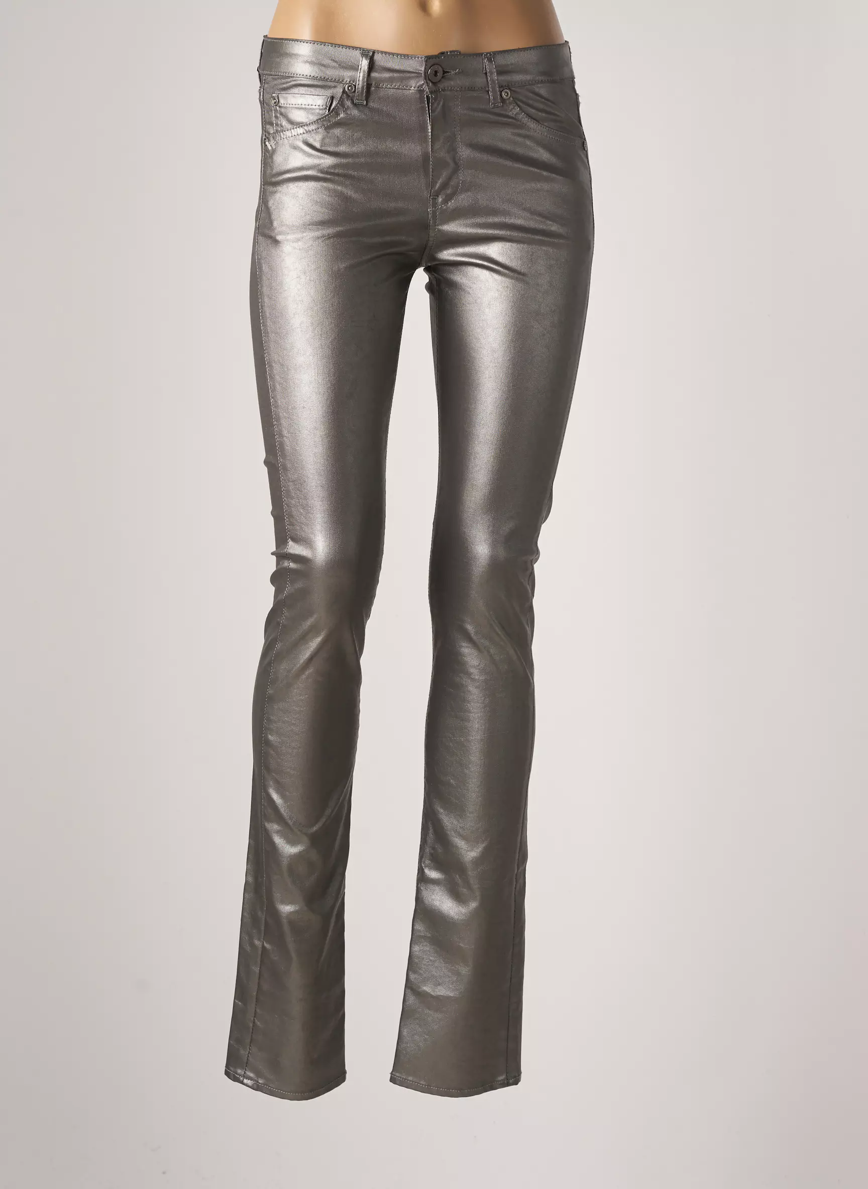 Renhsen Pantalons Slim Femme couleur gris