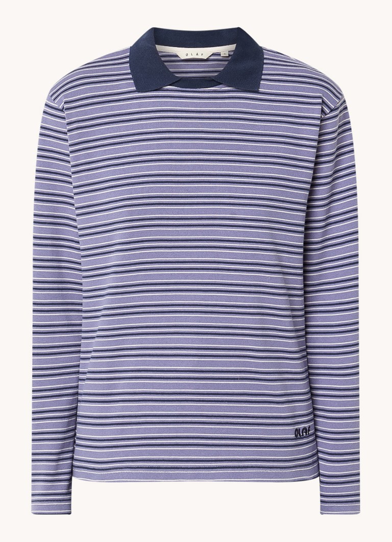 Camicia a maniche lunghe OLAF a righe con colletto polo