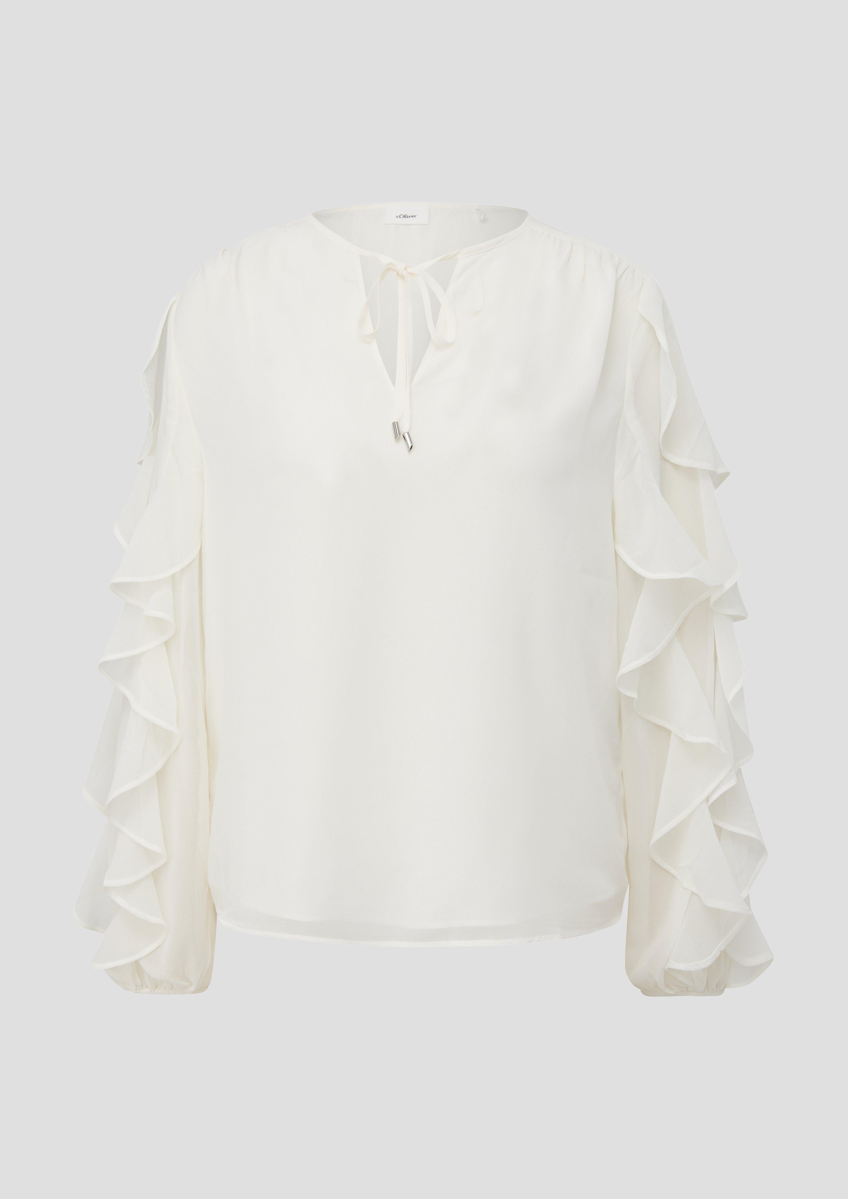 Chiffonbluse mit Rüschen-Ärmeln  2141664-0200