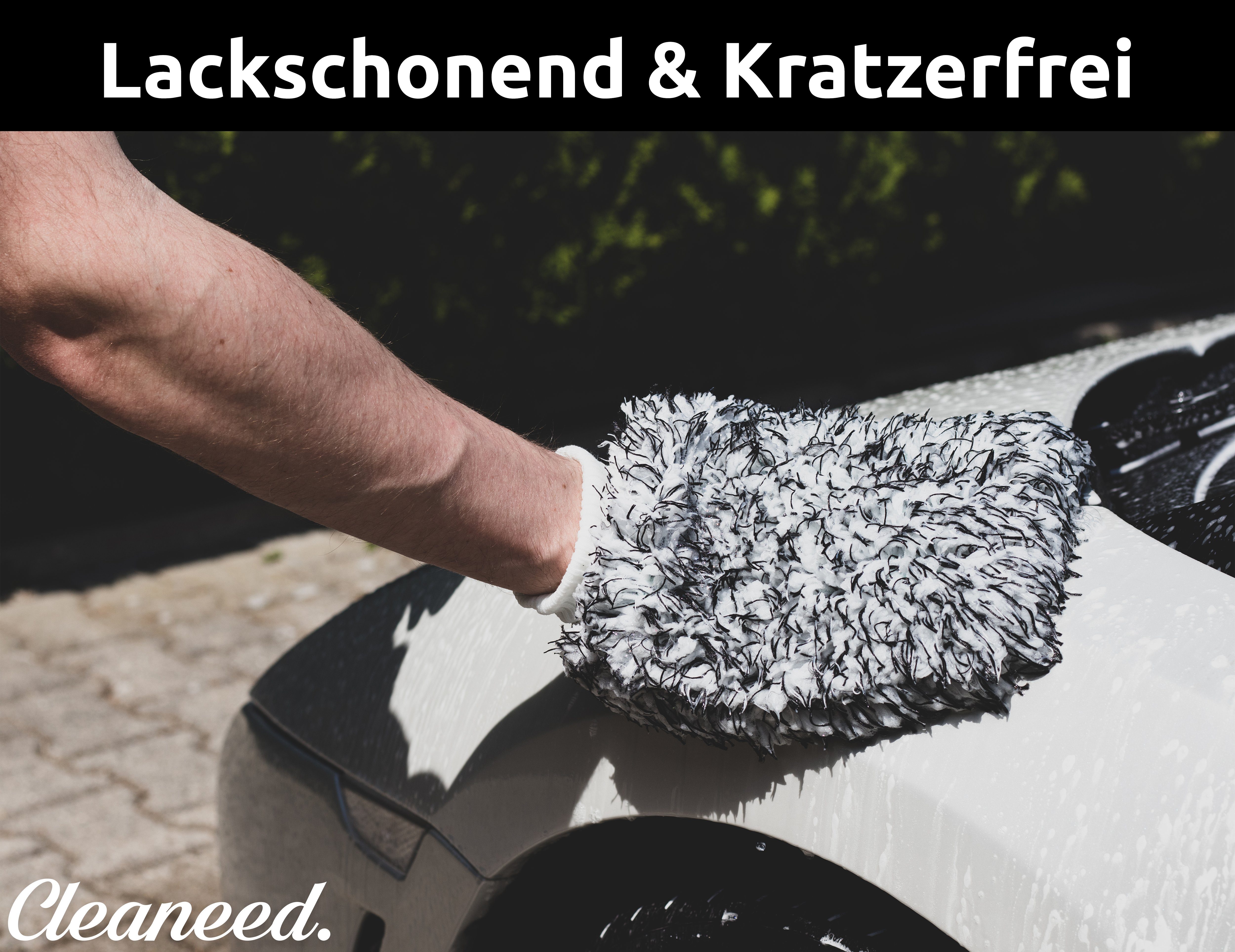 Cleaneed Waschhandschuh Premium Waschhandschuh (Besonders Lackschonend Dank extra weicher Mikrofaser), Extra Saugstark - Für Auto, Felgen und Motorrad - Autoschwamm