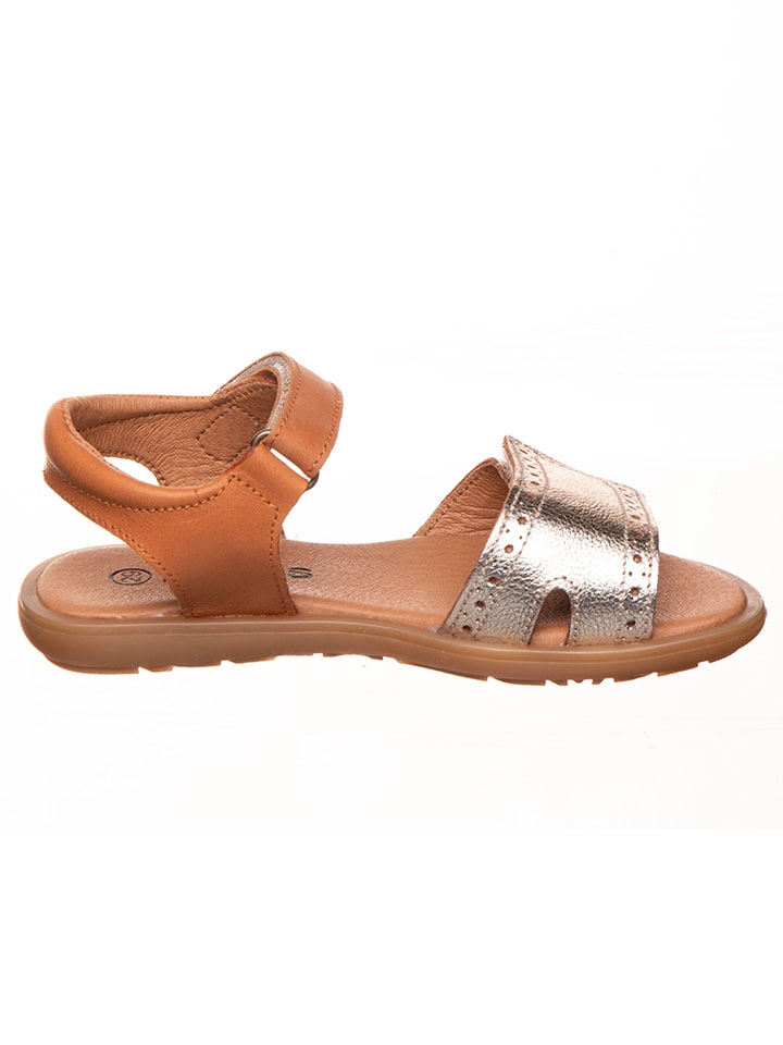 kmins Leder-Sandalen in Hellbraun/ Gold günstig kaufen