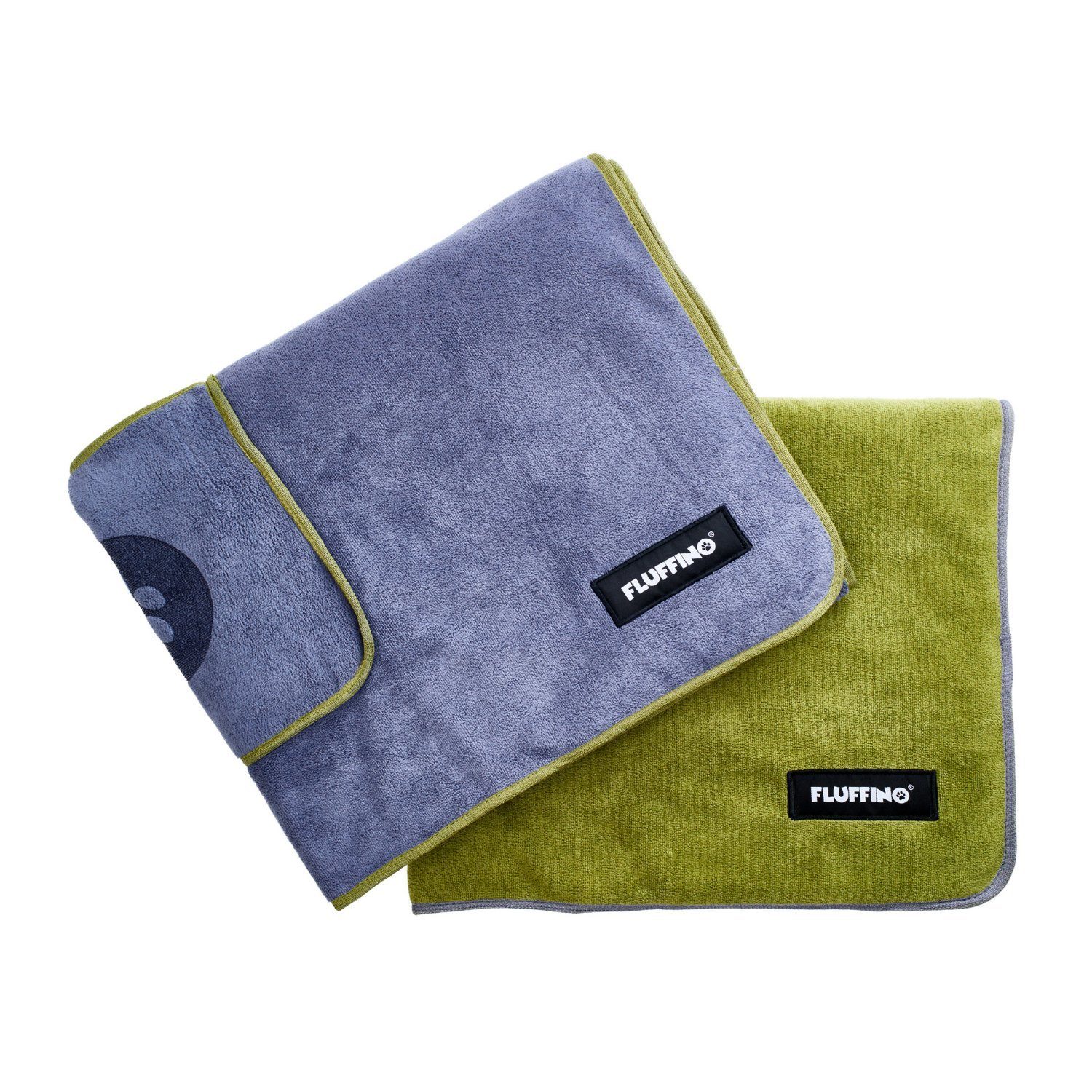 FLUFFINO® Hundehandtuch Mikrofaser – 2er-Pack - 120 x 70 cm - Grau & Grün, (2-St)