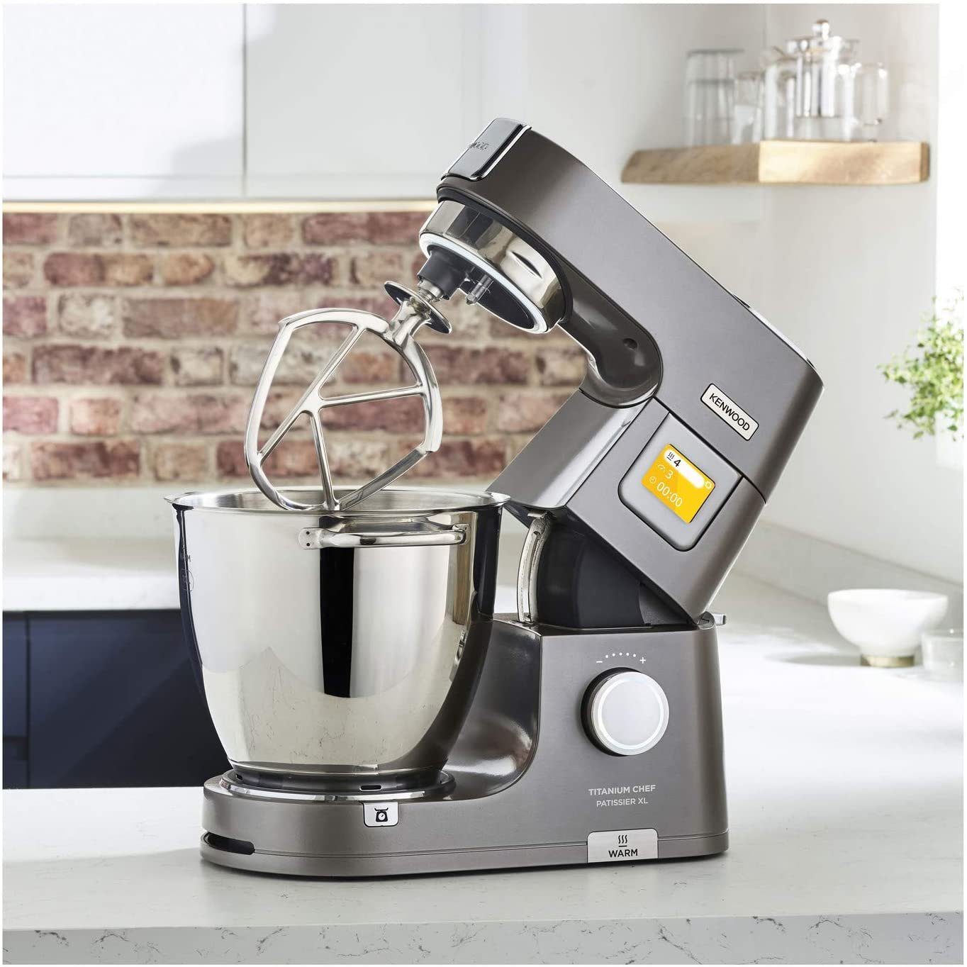 Kenwood Küchenmaschine KWL90.244SI Titanium Chef Patissier XL Küchenmaschine, 1400 W, 7 l Schüssel, inkl. Waage, Wärme-Funktion, Schüssel-Beleuchtung