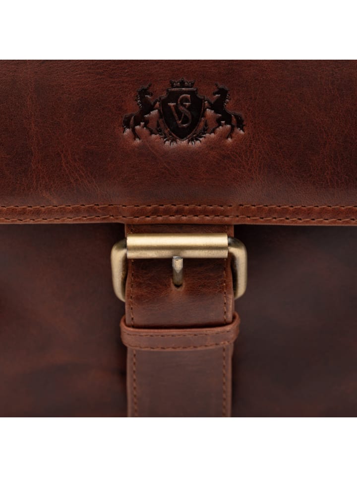 SID & VAIN Leder-Umhängetasche echt Leder Ledertasche groß | Ledertasche cognac NICO in braun günstig kaufen onesize