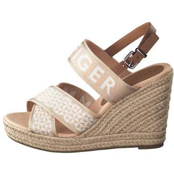 Tommy Hilfiger Webbing High Wedge Sandal in beige