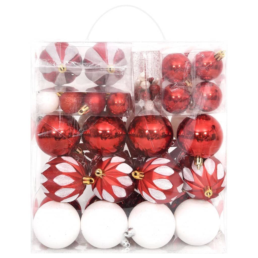 vidaXL Christbaumschmuck 64-tlg. Weihnachtskugel-Set Rot und Weiß (1-tlg)
