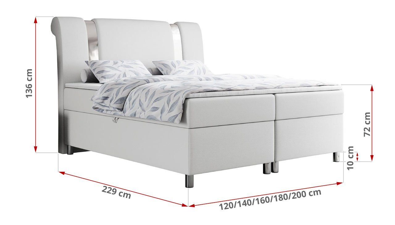 MKS MÖBEL Boxspringbett JOWI, Boxspringbett mit Bettkasten, Multipocket-Matratze, Topper
