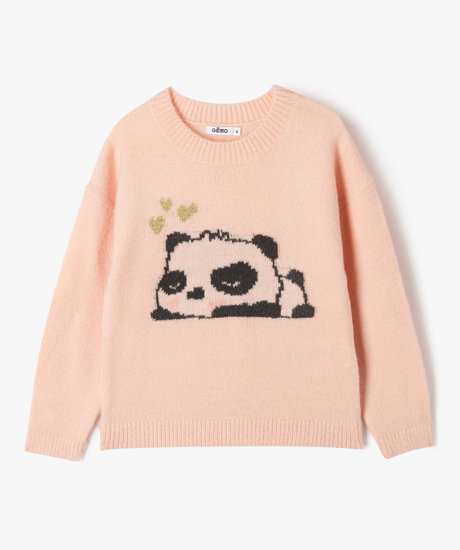 Pull imprimé en maille extensible fille rose | GEMO