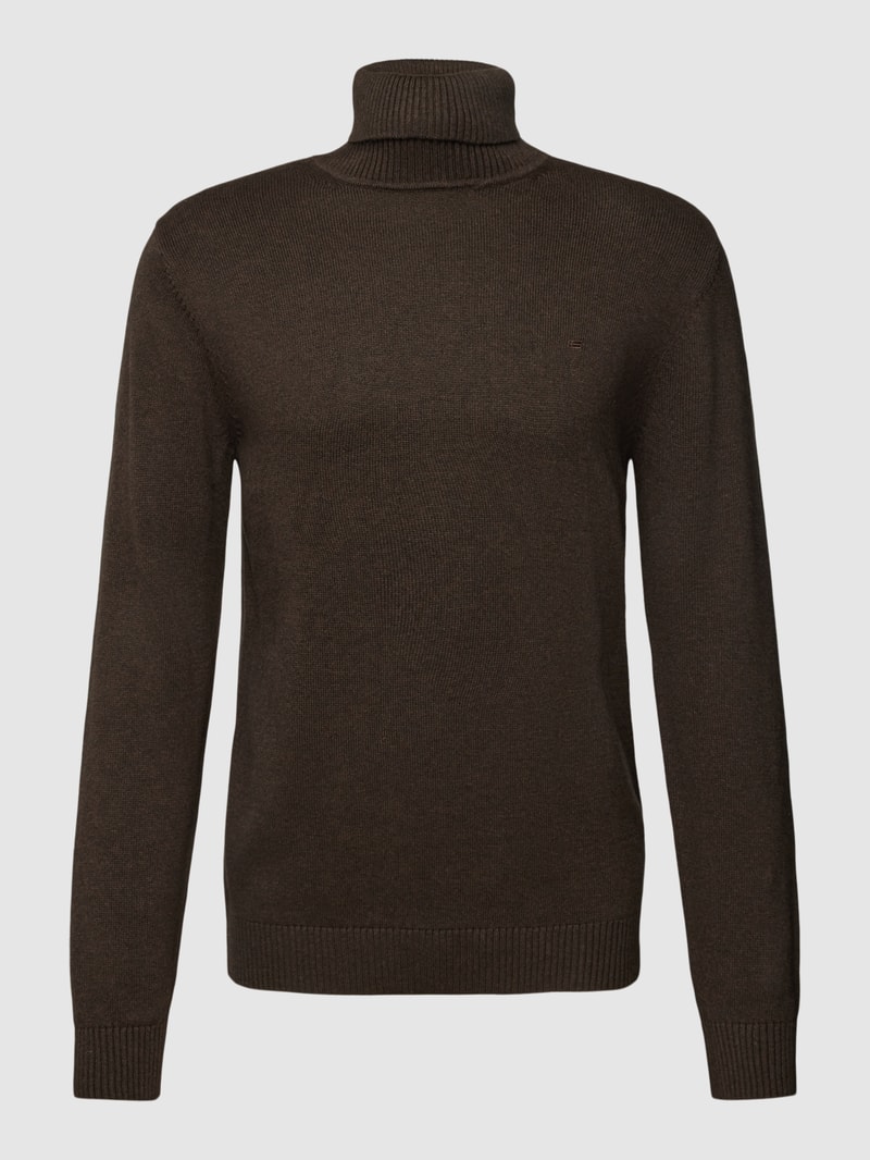 Strickpullover mit Rollkragen in schokobraun meliert