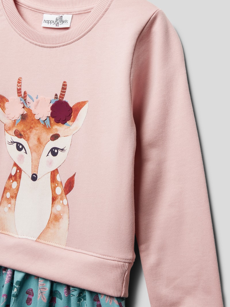 Knielanges Kleid mit Motiv-Print in altrosa