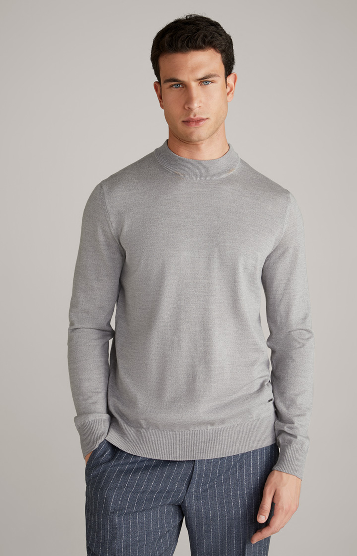 Merinowoll-Pullover Davide in Grau meliert