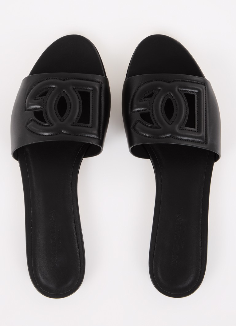 Papuče od teleće kože Dolce & Gabbana s logotipom