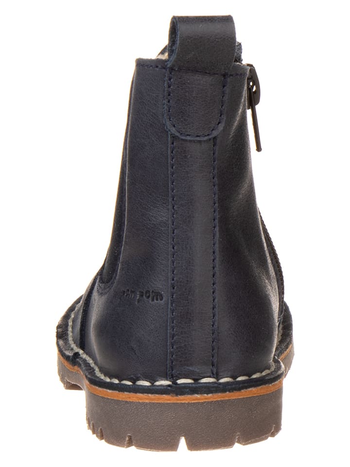 POM POM Leder-Chelsea-Boots in Dunkelblau günstig kaufen