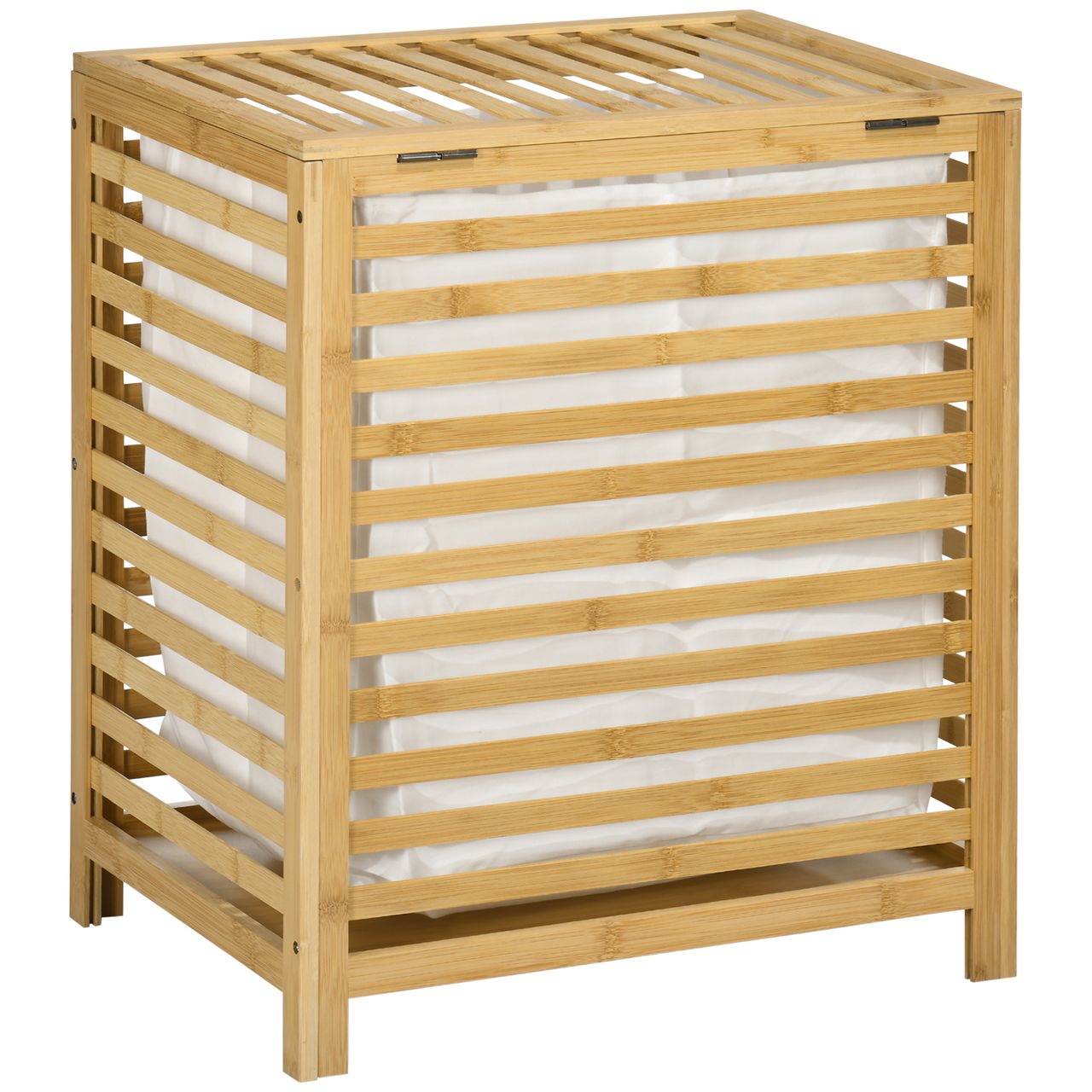 HOMCOM Wäschekorb Wäschetruhe 55L Wäschebox, Wäschesammler mit Deckel, Bambus